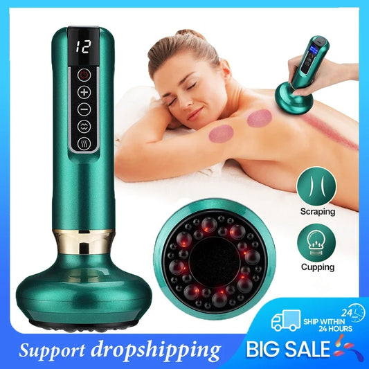 12-Level Smart Cupping Massager – Negative Pressure Therapy, Muscle Pain Relief, Circulation Booster | جهاز الحجامة الذكي – لتخفيف آلام العضلات، وتحسين الدورة، وعلاج بالشفط