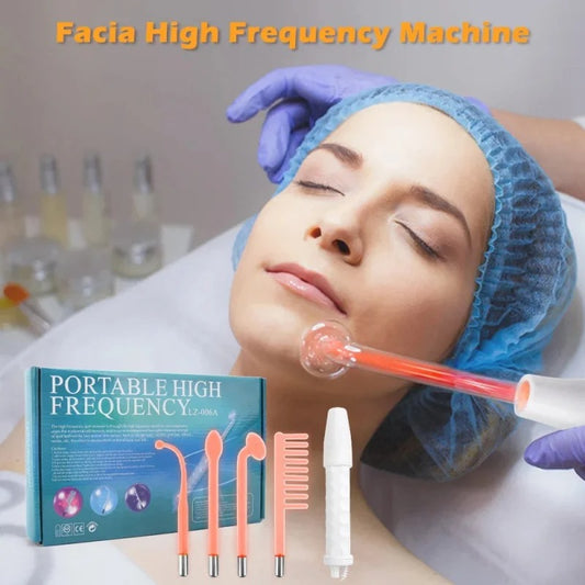 عصا الوجه عالية التردد 4 في 1 – علاج حب الشباب وتجديد البشرة || 4-in-1 High Frequency Facial Wand – Acne & Skin Therapy Tool